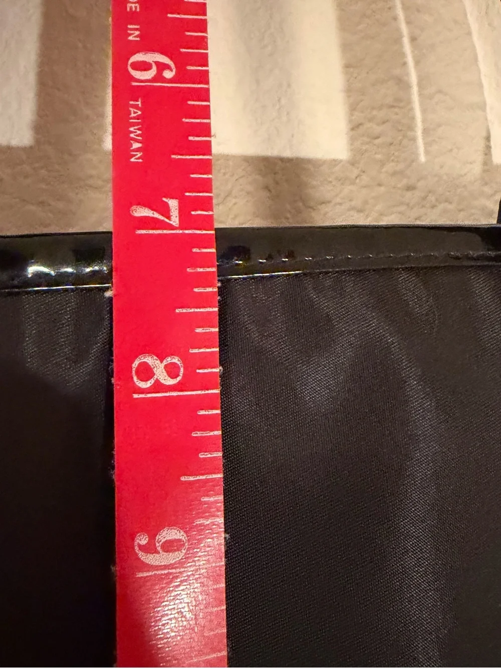 Saks Fifth Avenue Black Nylon Tote with Patent Trim